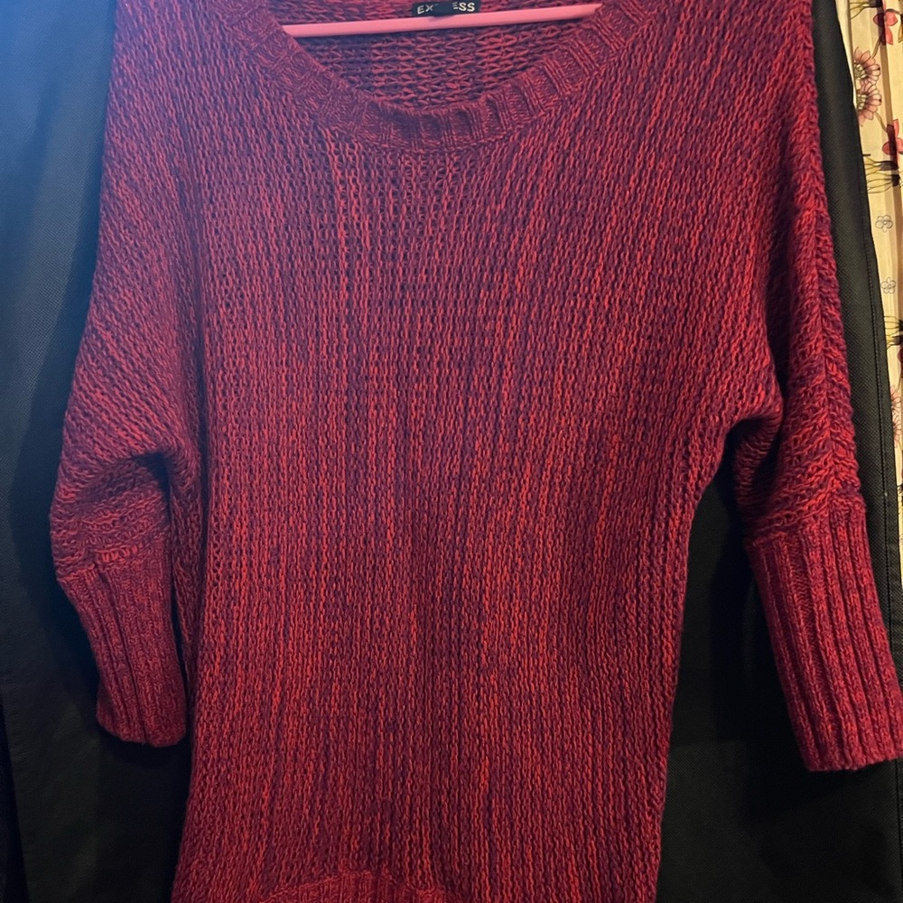 Express Women's Rich Red Crew Neck Sweater